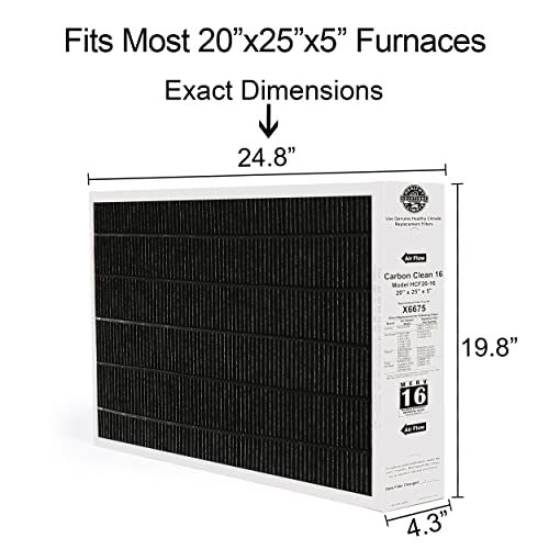 Lennox X6675 20x25x5 Air Filter, Merv 16 Carbon Clean Home Furnace Filter for HVAC system with Wholesalehome Cleaning Cloth Variation