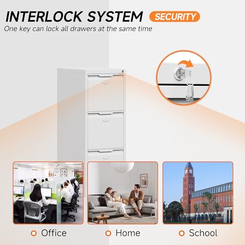 3 Drawer Vertical File Cabinet with Lock, Metal Filing Cabinet for Home Office, Locking File Cabinet for A4/F4/Legal/Letter, Assembly Required (Black, 3 Drawer)