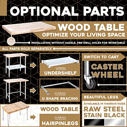 Butcher Block Work Bench Top - 30 x 48 x 1.5 in. Multi-Purpose Maple Slab for Coffee Table, Office Desk, Cutting Board, Bar Table - Natural Finish Table Top and Compatible Base Leg Units by DuraSteel