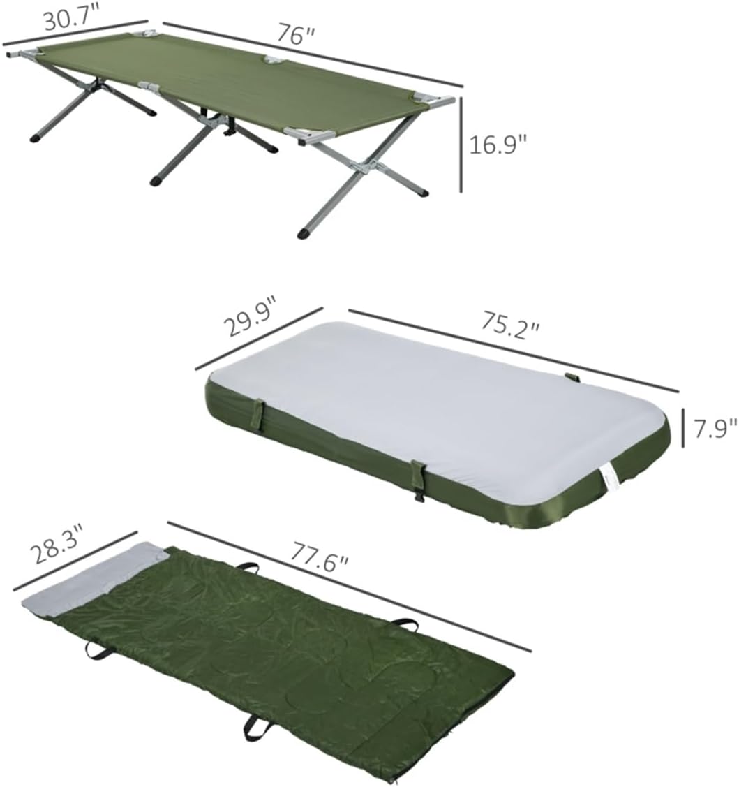 Anywhere Bed, Fold Up Camping Bed & Outdoor Guest Bed Set - Air Cot, Sleeping Bag, Pump Included - Hideaway Bed for Camping and Travelling