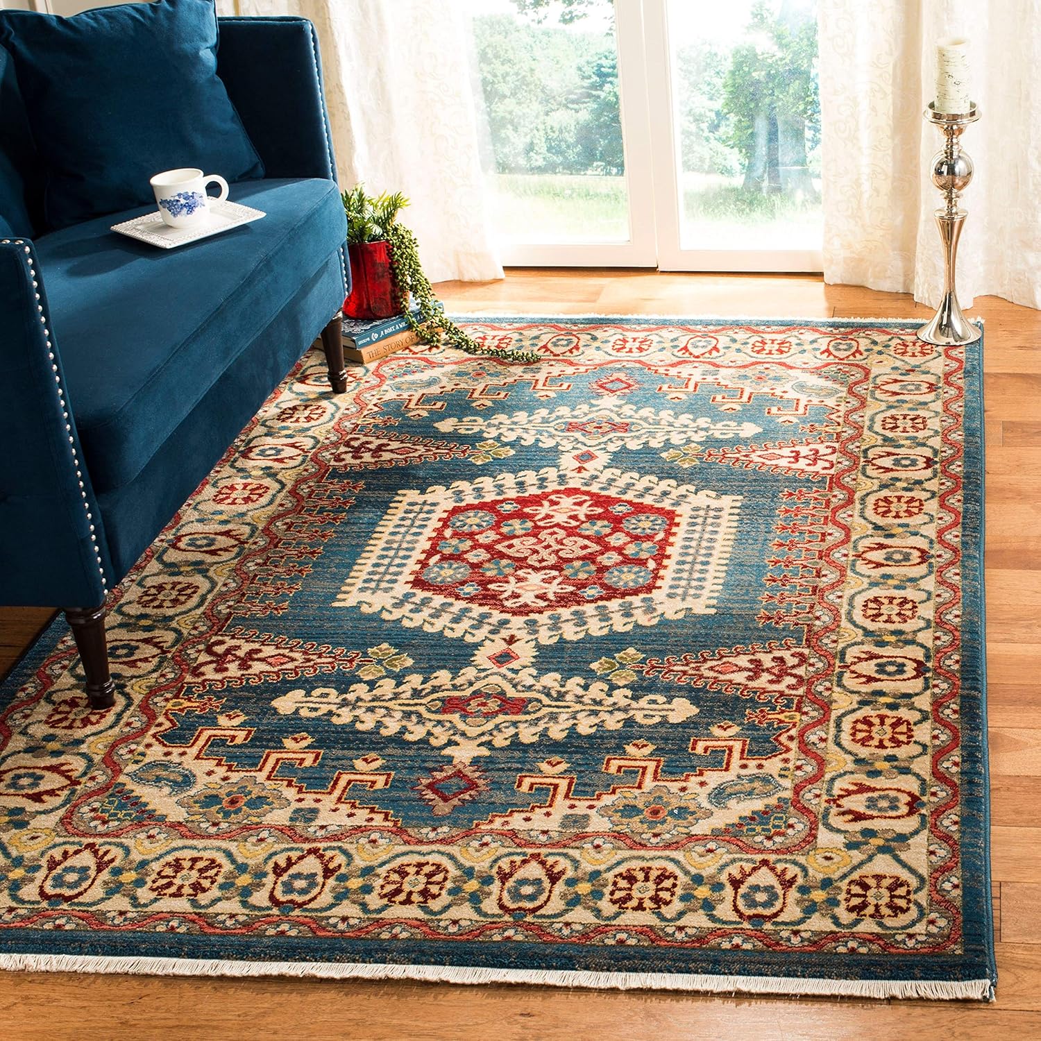 SAFAVIEH Kashan Collection Area Rug - 8' x 10', Red & Ivory, Traditional Oriental Design, Non-Shedding & Easy Care, Ideal for High Traffic Areas in Living Room, Bedroom (KSN308Q)