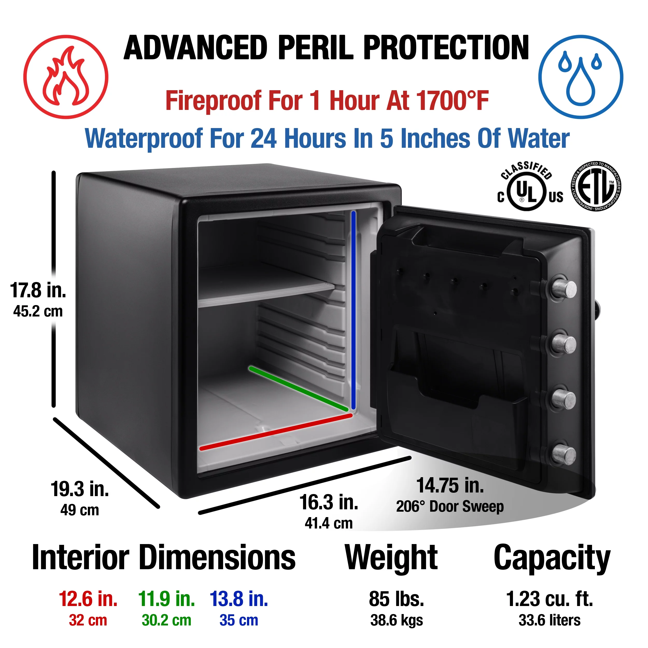 SentrySafe SFW123ES Water and Fire Resistant Safe with Digital Keypad Lock, 1.23 Cu. ft.
