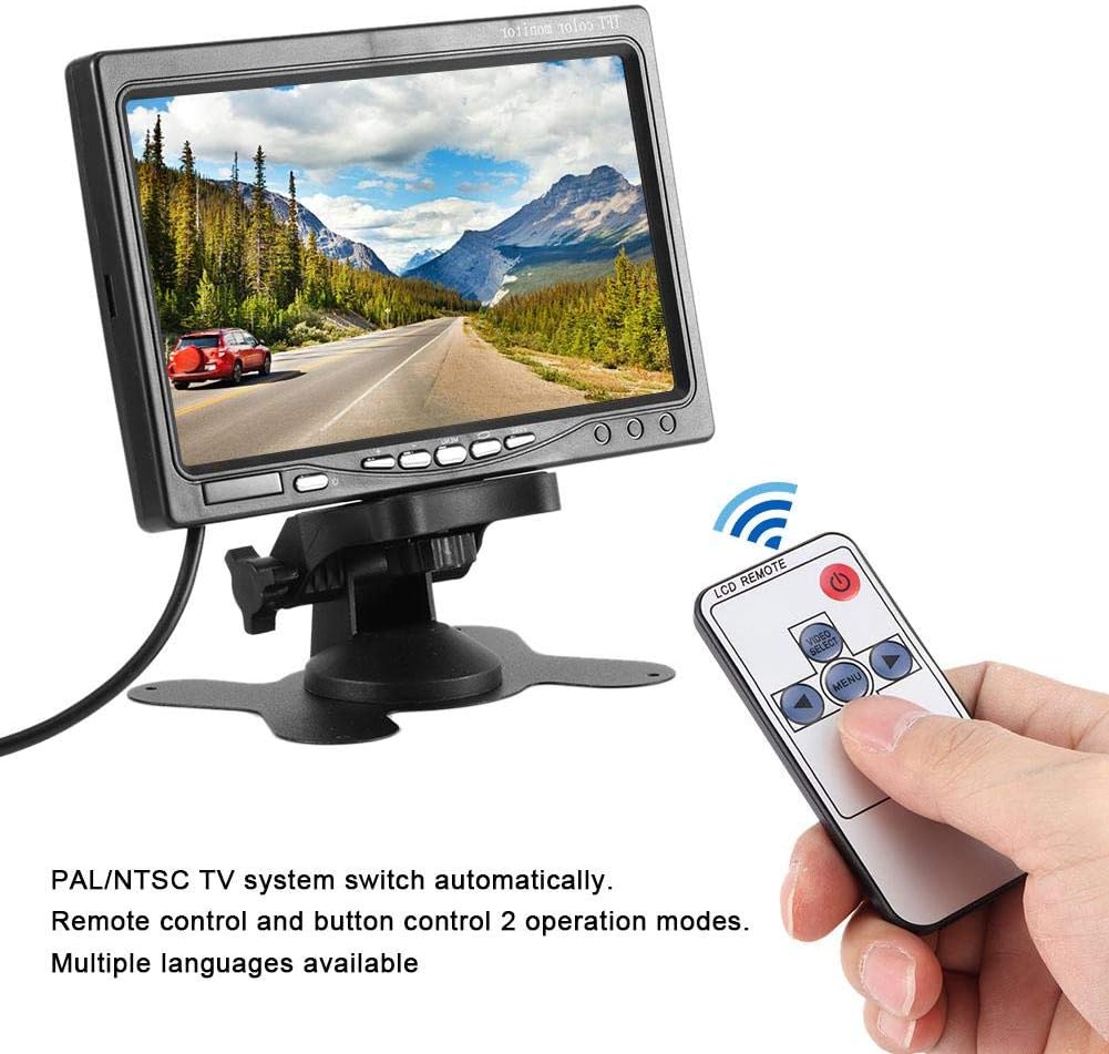 Car Monitor, 7in Car Monitor High Definition Reverse Rearview Display 12-24V Auto Accessory, Pixel 800 x 480