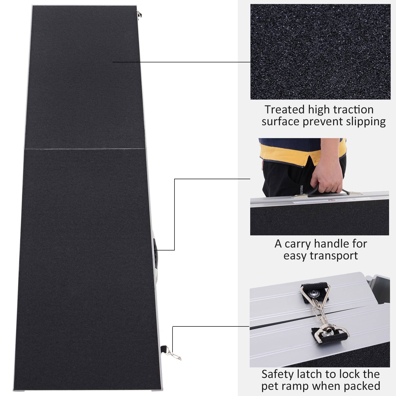 Pawhut 96�� Portable Bi-Fold Folding Pet Ramp for Large Dogs Car Truck SUV