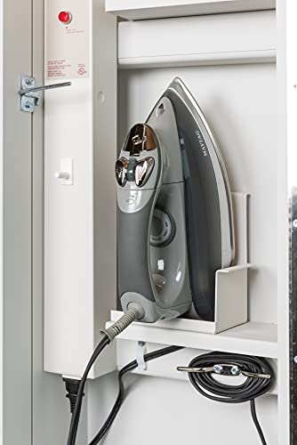 Iron-A-Way Built-In Ironing Center with 42 Inch Swiveling Ironing Board, Electrical System, Hot Iron Storage and Flat White Door-AE42FWU