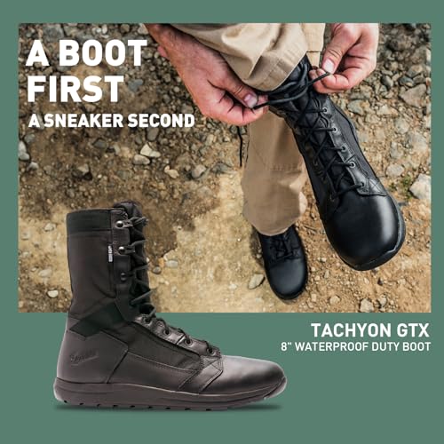 Danner Tachyon GTX 8” Tactical Boots for Men - Waterproof Full-Grain Leather & 500D Nylon with Speed Lace, Comfort Footbed, and Non Slip Traction Outsole