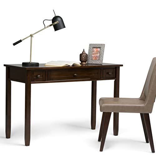 SIMPLIHOME Warm Shaker SOLID WOOD Hickory Brown 48 inch Wide Home Office Desk, Writing Table, Workstation, Study Table Furniture in White with 2 Drawers