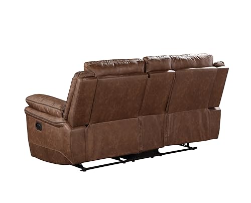 New Classic Furniture Ryland Polyester Manual Sofa with Dual Recliner, Brown