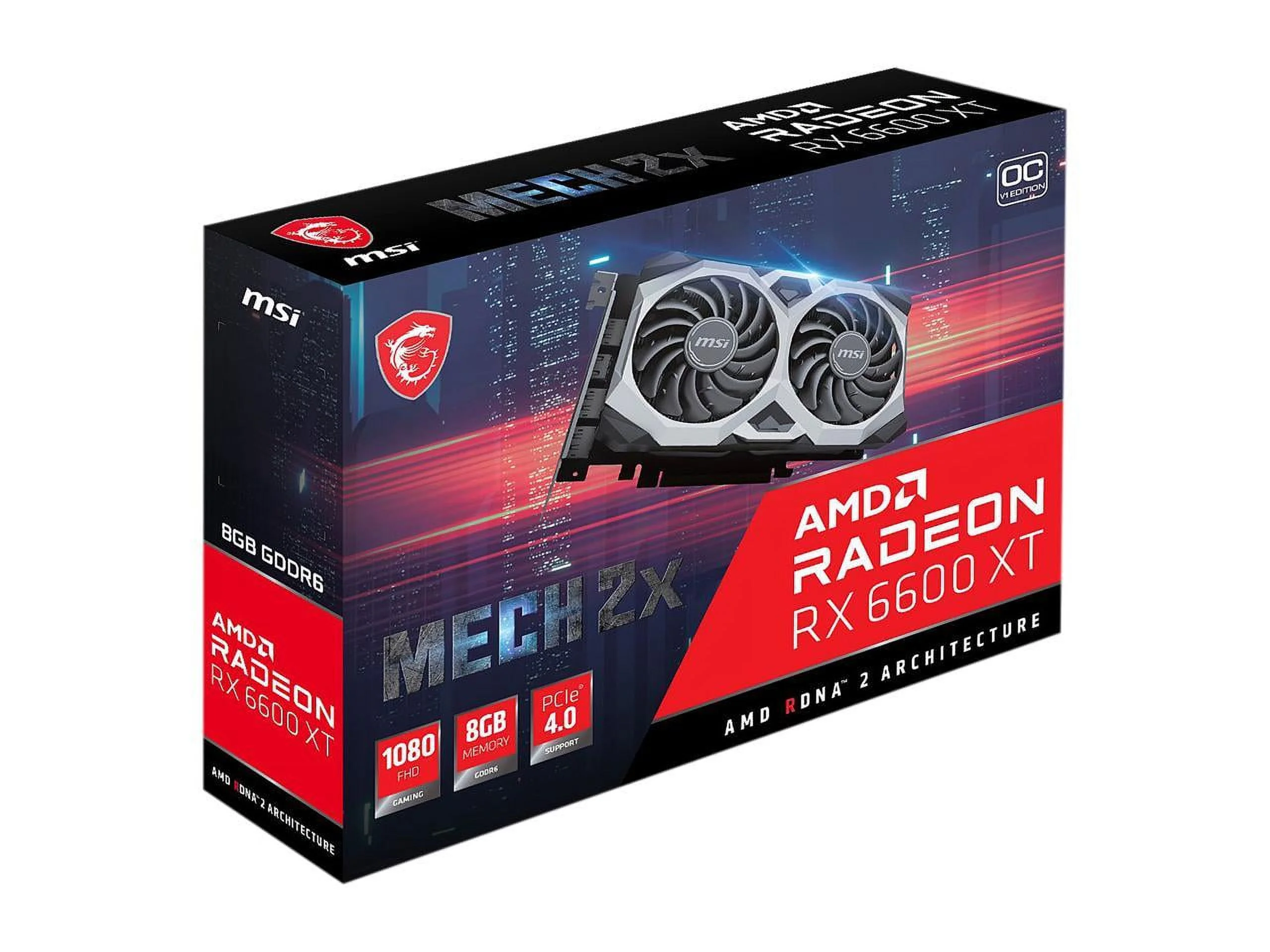 MSI Mech Radeon RX 6600 XT 8GB GDDR6 PCI Express 4.0 ATX Video Card RX 6600 XT MECH 2X 8G OCV1