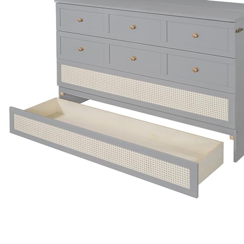 P PURLOVE Queen Size Murphy Bed,Folding Solid Wood Murphy Cabinet Bed,Queen Wall Bed with Storage Drawers,Green