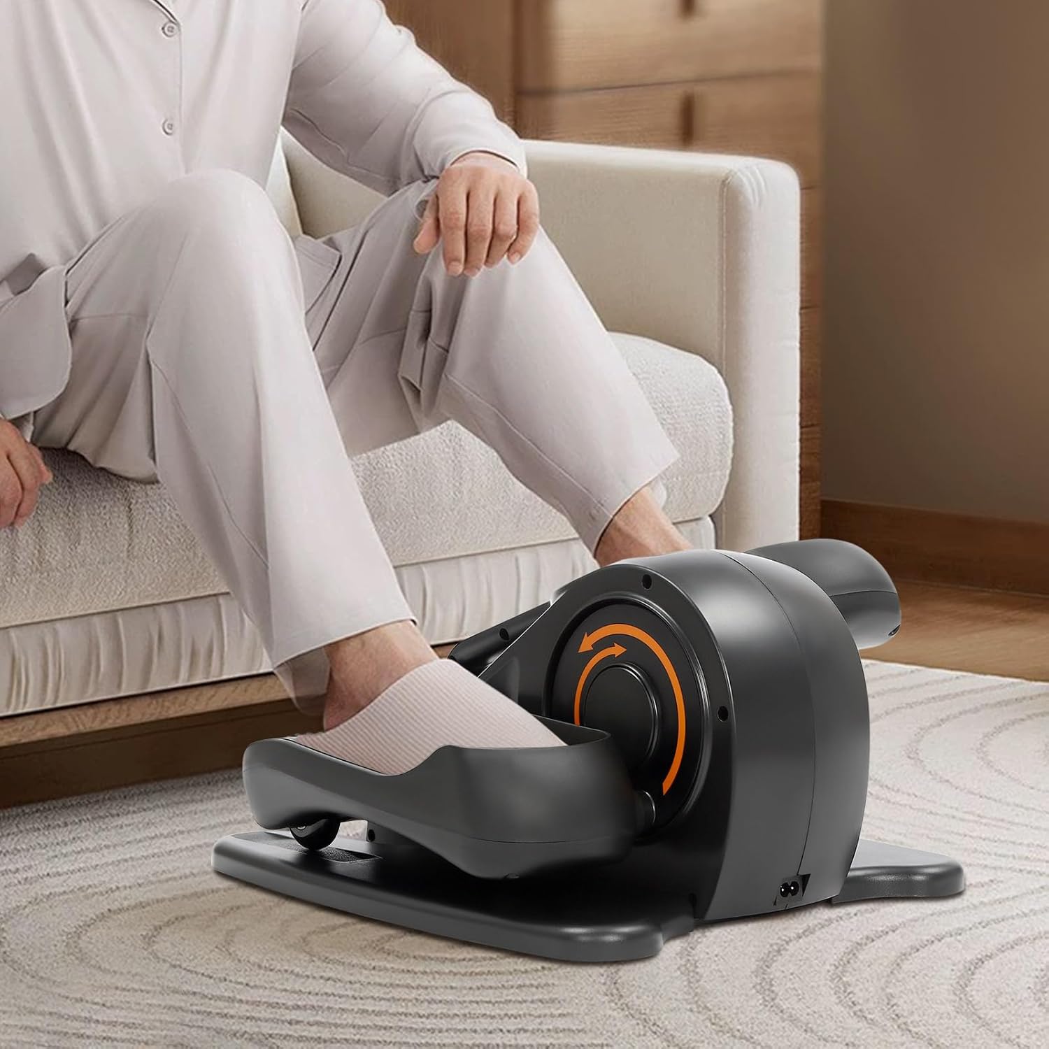 Under Desk Elliptical Machine, Ellipse Leg Exerciser for Home Workout, Quiet & Portable Electric Foot Pedal Exerciser with Remote Control & Adjustable Speeds, Motorized Elliptical Trainer