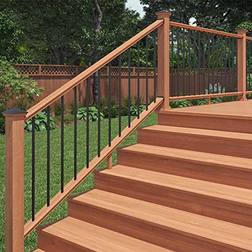 ProWood 6 ft. Redwood-Tone Southern Yellow Pine Moulded Stair Rail Kit with Aluminum Round Balusters