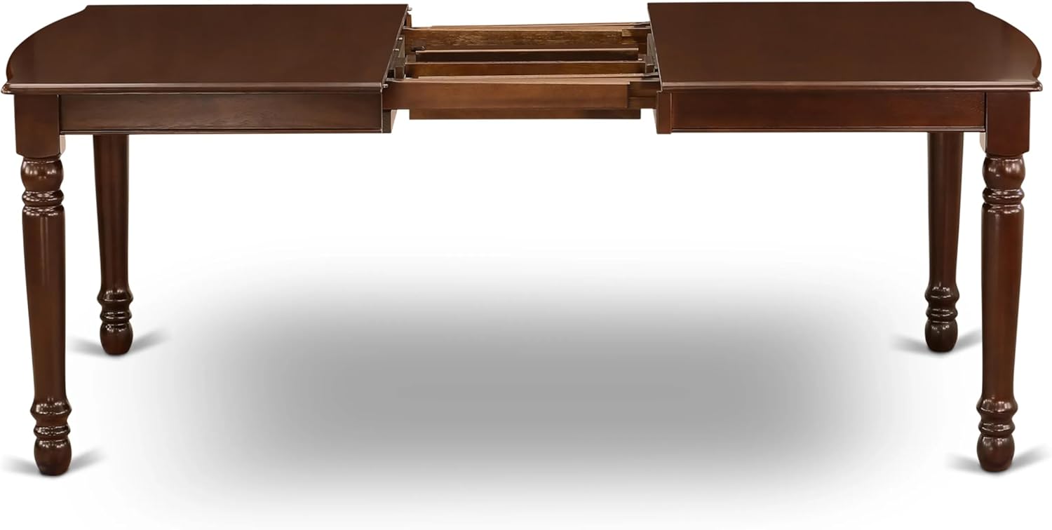 East West Furniture Dover 7 Piece Dining Room Set Consists of a Rectangle Wooden Table with Butterfly Leaf and 6 Upholstered Chairs, 42x78 Inch, Mahogany