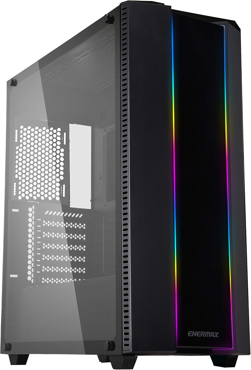 Enermax LIBLLUSION LL30 Addressable RGB ARGB Mid Tower Gaming PC Case Tempered Glass Pre-Installed Fans (X2), ECA-LL30-M1BB-ARGB