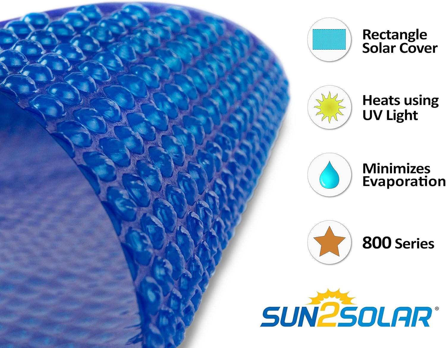 Sun2Solar Blue 20 ft. x 50 ft. Rectangle Solar Cover | 800 Series Style | Heat Retaining Blanket for In-Ground and above-Ground Rectangular Swimming Pools | Use Sun to Heat Pool | Bubble-Side Down