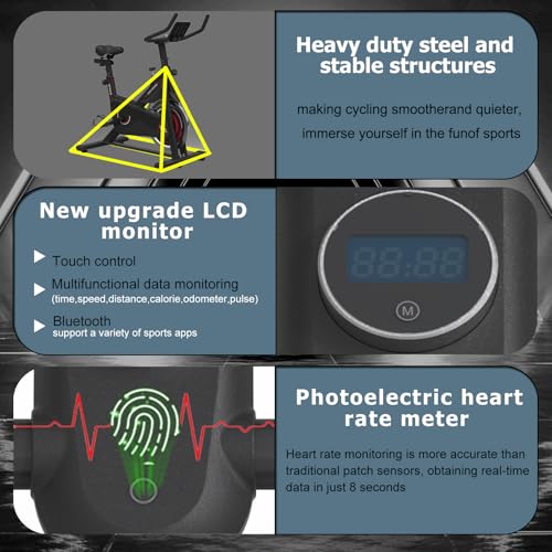 Exercise Bikes Stationary,Exercise Bike for Home Indoor Cycling Bike for Home Cardio Gym,Workout Bike with Ipad Mount & LCD Monitor,Silent Belt Drive