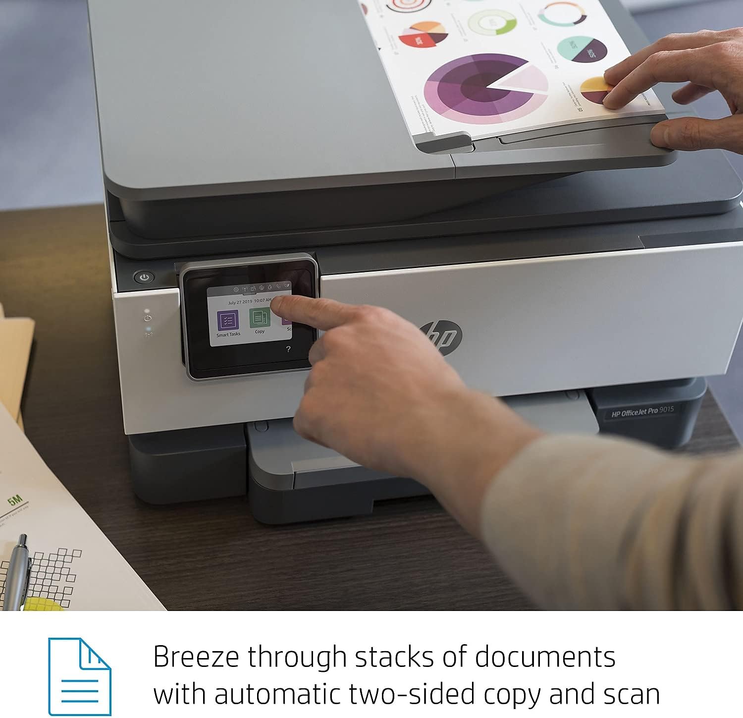 HP OfficeJet Pro 9015 All-in-One Wireless Color Printer, with Smart Home Office Productivity, HP Instant Ink, Works with Alexa (1KR42A)