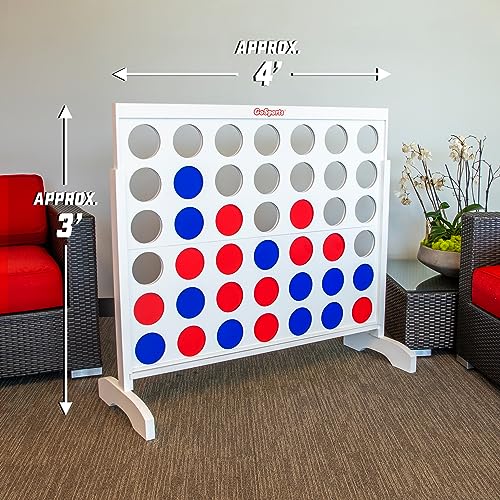 GoSports 4 Foot Width Giant Portable 4 in a Row Game - Huge Size with Carry Case and Rules