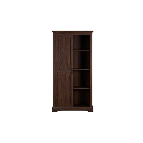 Tall Storage Cabinet Barn Door Storage Country Wood Rustic Farmhouse Pantry Cupboard Sliding Door Kitchen Organizer Furniture Home Drawer Shelves L39.37''*W15.75''*H74.4'' (Espresso)