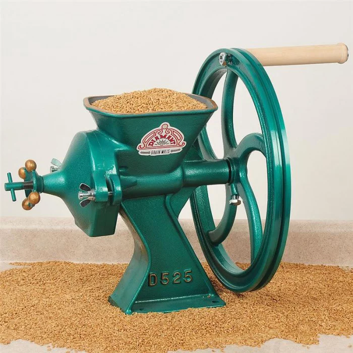 Diamant Hand Grain Mill, Heavy Duty Easy to Use Manual Crank Coarse to Fine Flour Mill for Dry to Oily Grains, Steel and Iron, 56 pounds
