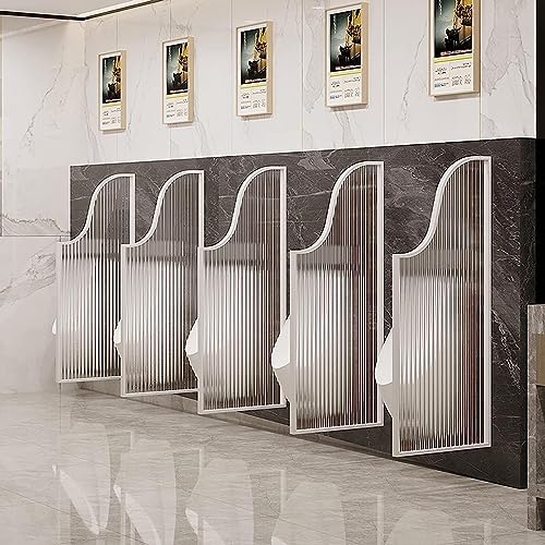 Urinal Screen Toilet Partition, Urinal Partition Wall-Mounted Men Urinal Privacy Screen, Translucent Glass Panels Partition Protection Screen (Bianco Partition*2)