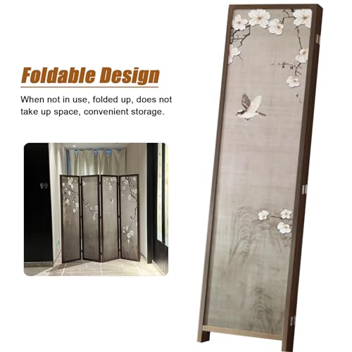 Room Divider 6 ft Wall Partition Wood Screen 6 Panels, Free Standing Foldable Dressing Screen Separating with Detachable Base, for Changing Room/Bedroom/Apartments/Dorm, Walnut Wood(#5)