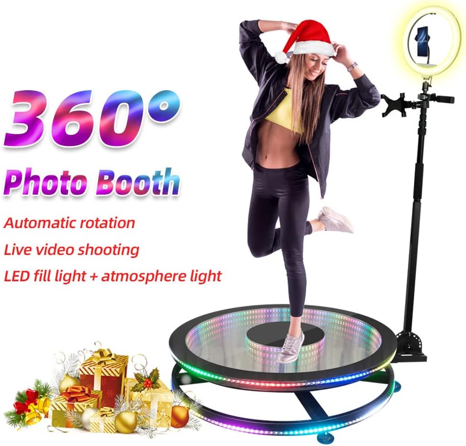 Upgrade 360 Photo Booth Machine for Parties, 360 Photo Booth for Parties,360 Camera Booth Automatic Slow Motion 360 Spin Photo Booth for Cheristmas Wedding (26.8”)