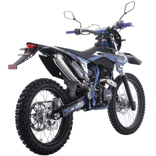 X-PRO Knight DLX 250 Dirt Bike 5-Speed Manual Transmission 21"/18" Wheels Blue | Zongshen Brand Engine, All Lights, Electric/Kick Start