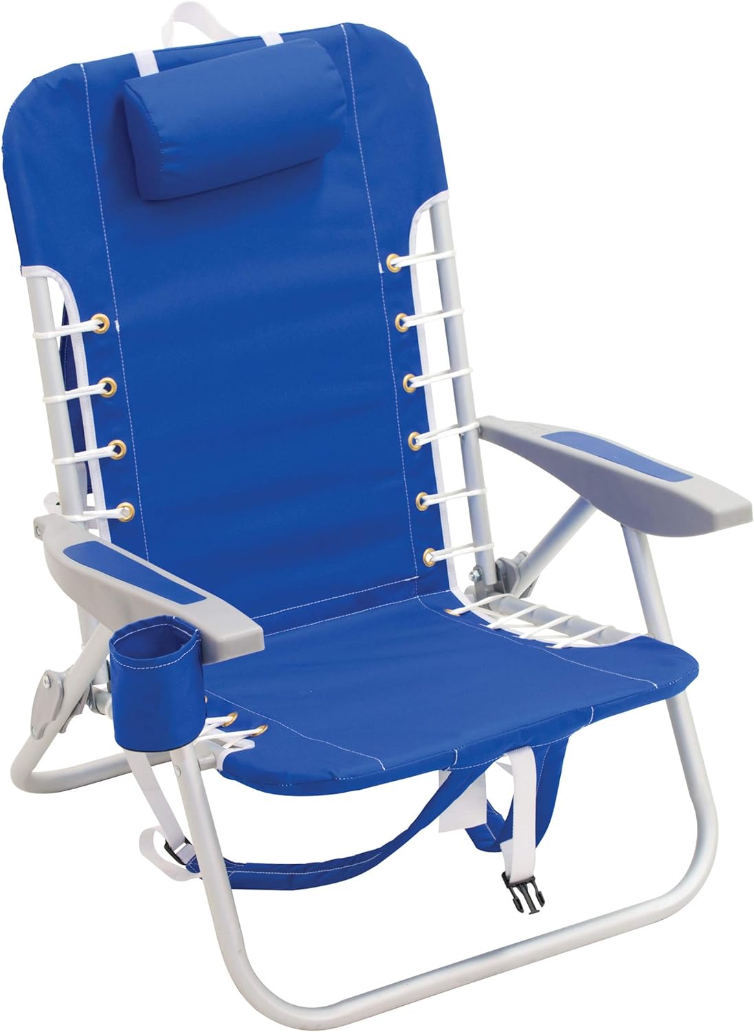 Rio Beach Big Boy 4-Position 13" High Seat Backpack Beach or Camping Folding Chair, Turquoise & Rio Beach lace-up Suspension Folding Backpack Beach Chair, Light Blue