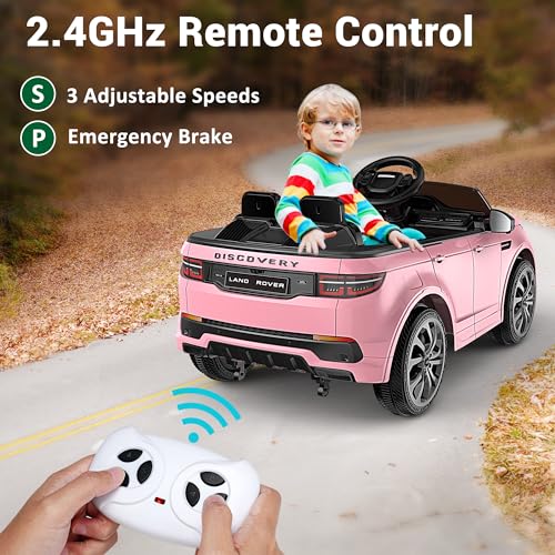 12V Licensed Land Rover Kids Electric Car w/Parent Remote Control, Bluetooth, Music, Shock Absorbers, LED Lights, Ride On Toys for Kids Ages 2-5 (Single Seat), White