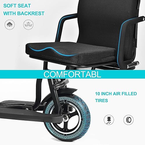 ccko Folding Mobility Electric Trike 48V 700W,Mobility Scooters for Adults,3 Wheel Lightweight Portable Power Travel Scooters,20 Miles Long Range Electric Powered Wheelchair Device (Black)