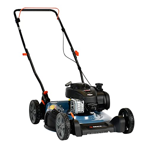 SENIX LSPG-M7 21-Inch Gas Push Lawn Mower with 140 cc 4-Cycle Briggs & Stratton Engine, Bagging, Mulching, and Side Discharge, 6-Position Dual Lever Height Adjustment