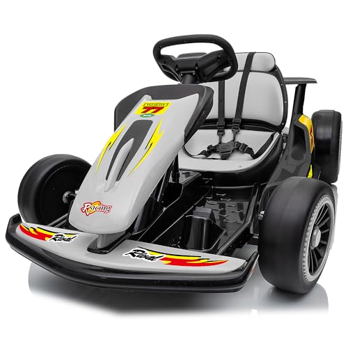 24V Electric Go Kart for Kids, 400W Drift Cart with EVA Tires, High/Low Speed, Max Speed 8.1 MPH, Music, Wireless, Electric Crazy Go-Kart Outdoor Ride on Toy for Kids Ages 6+, Red
