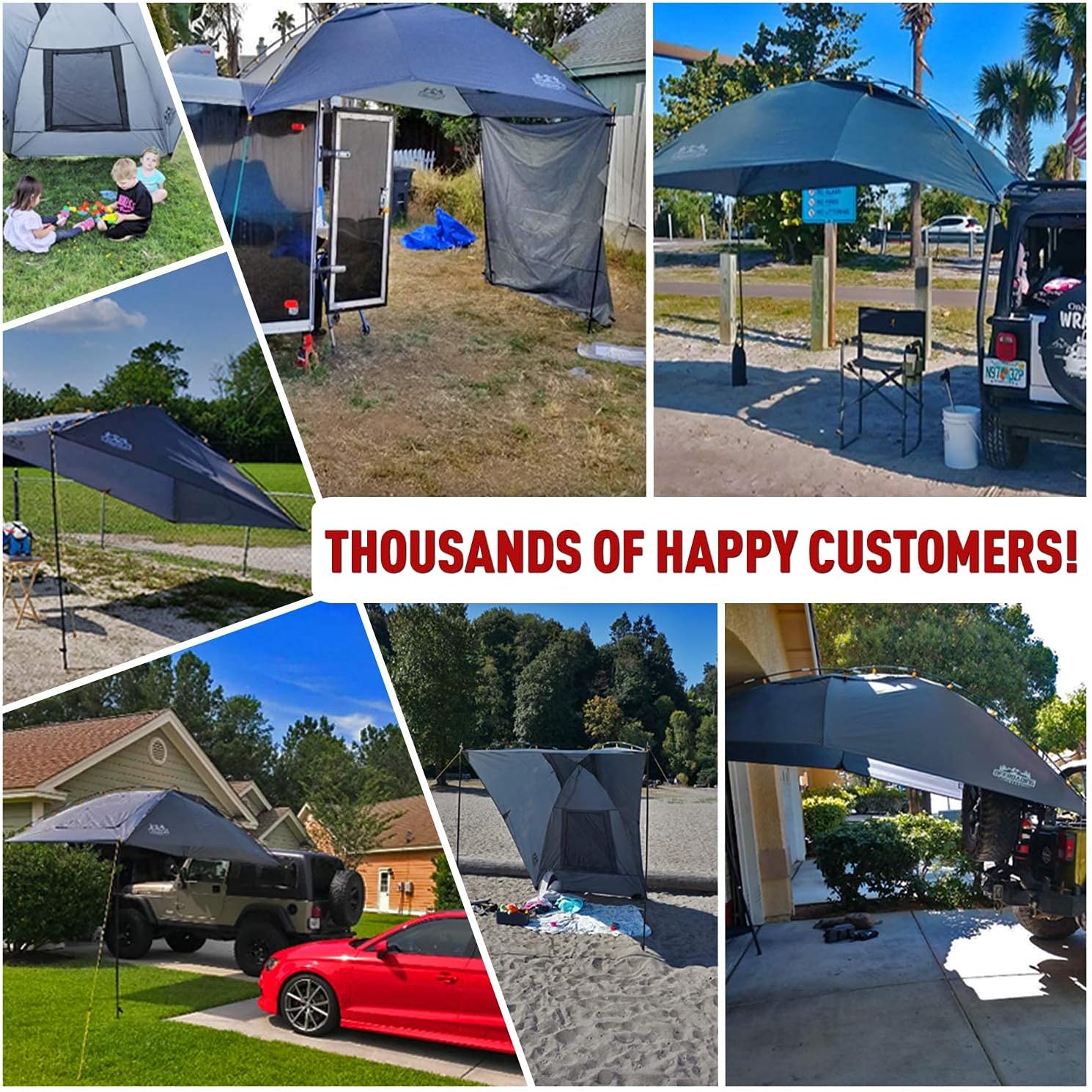 Portable Awning/Canopy/Sun Shade with Privacy Wall for Car/SUV/Camping/Beach/Etc.