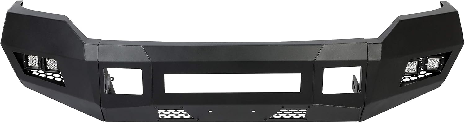 Steel Front Bumper 3 Piece W/Cube Lights Compatible with 2011-2016 Ford F250 F350 Super Duty (2 Packages Shipment)