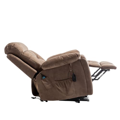 Titan Dual Motor Lay Flat Lift Chairs Recliners - Extra Wide Big Man Recliner with Heat & Massage - Hidden Cup Holder - 400 lbs Capacity (Titan 2.0 - Gray - Knitted Plush)
