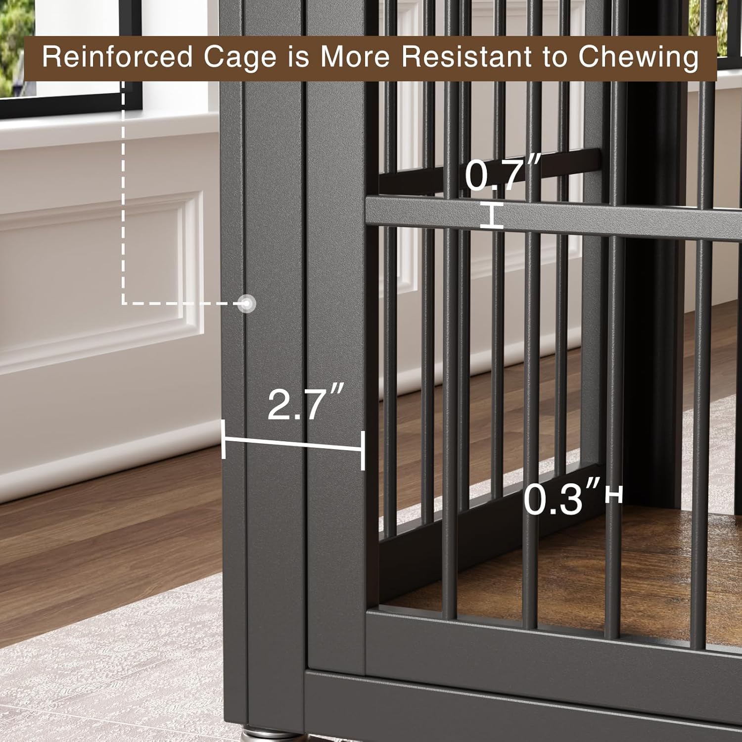 Dog Crate Furniture,39" Dog Kennel Indoor with Wheels, Heavy Duty Wooden Dog Crate for Medium/Large Dogs,Dog Cage with Storage Dog House Side End Table, Brown