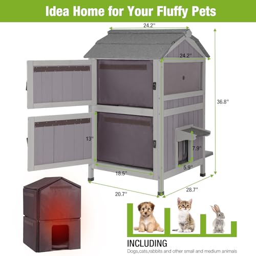 GUTINNEEN Outdoor Cat House Insulated for Winter Weatherproof Feral Cat Shelter