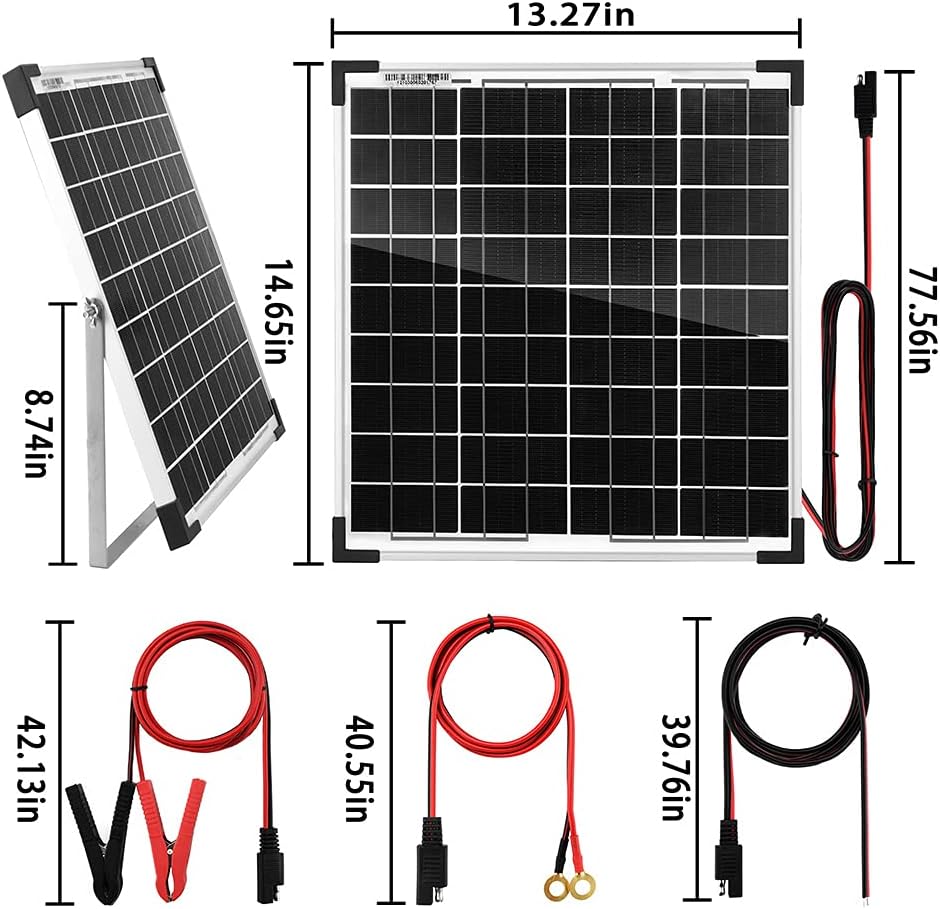 SUNSUL 30 Watt 12V Solar Panel Kit Battery Maintainer Trickle Charger, with Waterproof 5A 12V/24V PWM Solar Charge Controller and Adjustable Solar Panels Mount Rack Bracket (30 Watt with Accessories)