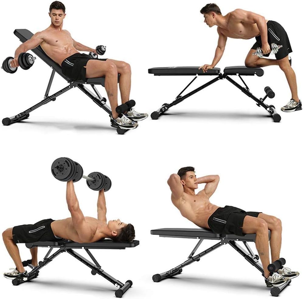 Adjustable Weight Bench - Utility Weight Benches for Full Body Workout Foldable Flat/Incline/Decline Bench Press Black Professional Dumbbell Bench for Home Gym