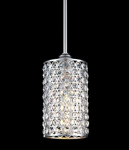 3 Pack 1 Light Hanging Kitchen Island Crystal Pendant Lighting Modern Concise Pendant Light Fixture Brushed Nickel Finish with Crystal Plate Metal Shade for Bar, Dining Room, Corridor,Living Room