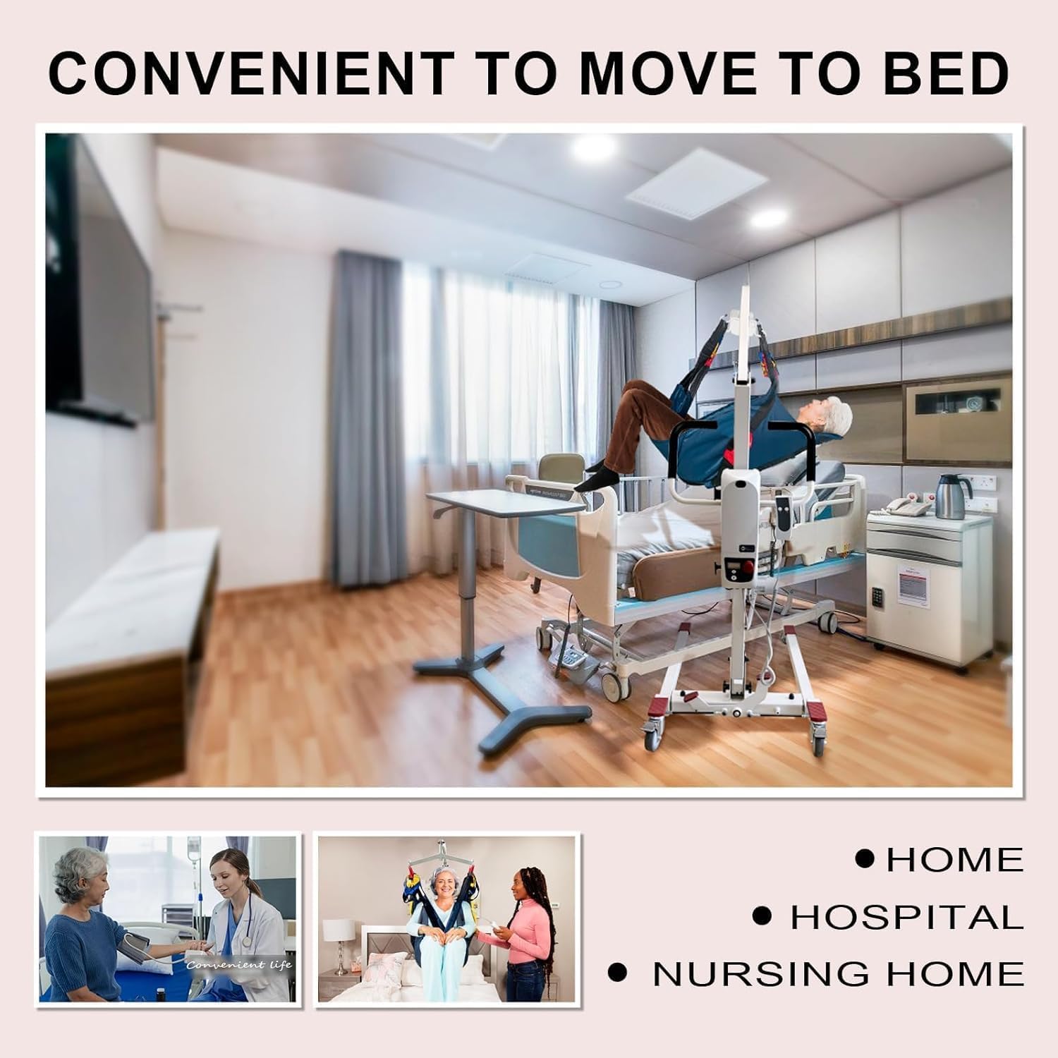 Foldable Hoyer Lift for Home Use•Portable Electric Patient Transfer Lift•500lbs Body Transfer Lift•Installation Free•2 kind of Sling Included