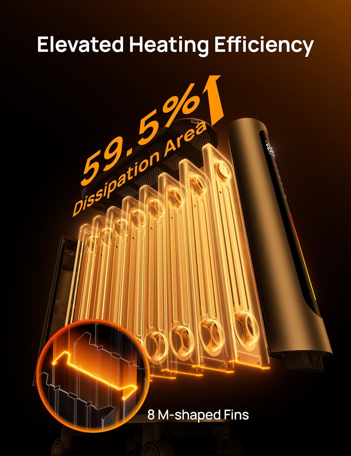 Dreo Oil Filled Radiator Heater, 1500W Oil Heater with Remote Control, 3 Modes, 24-hour Timer Switch, FortPlug, Child Lock, Heaters for Indoor Use,Oil Heaters for Indoor Use Large Room, Gray