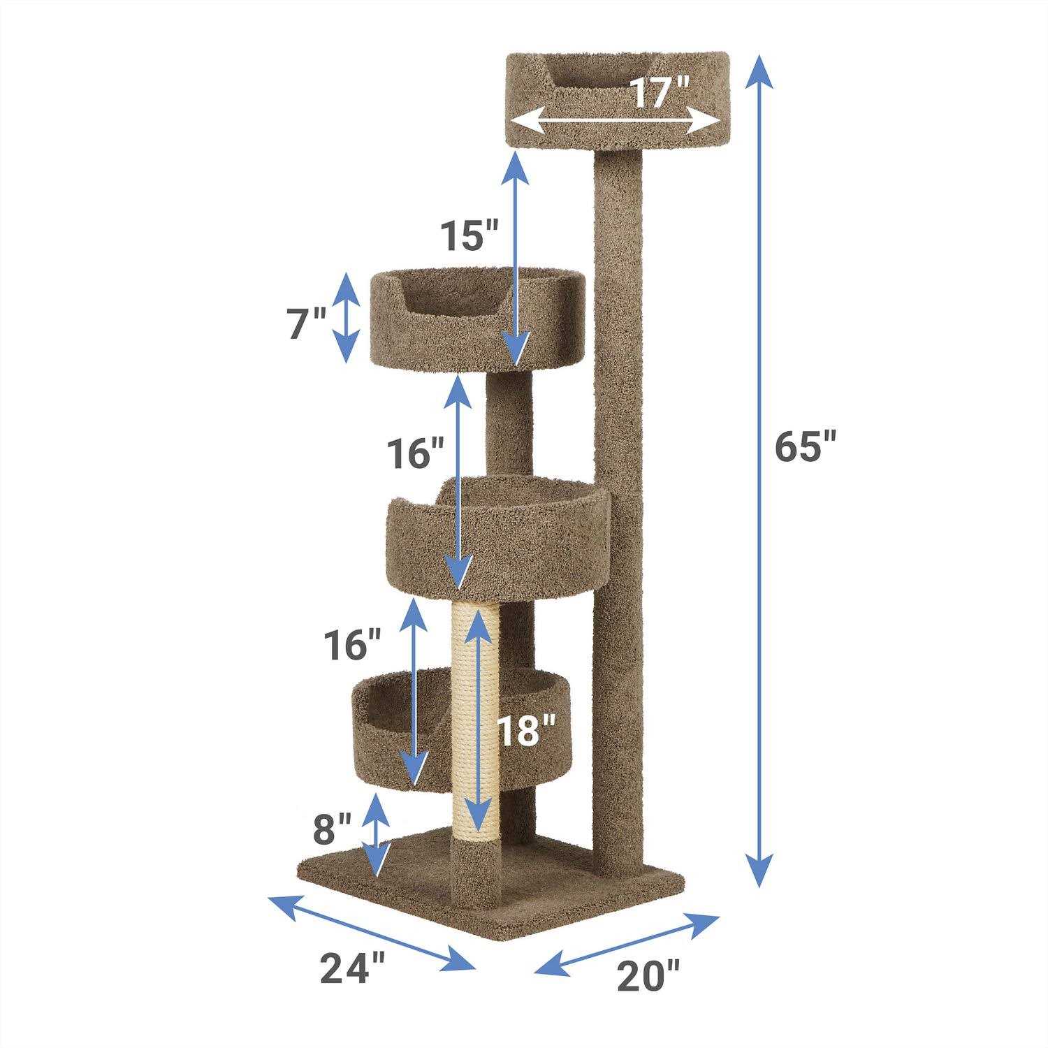 Frisco 65-in Real Carpet Wooden Cat Tree - Pet Supplies online store