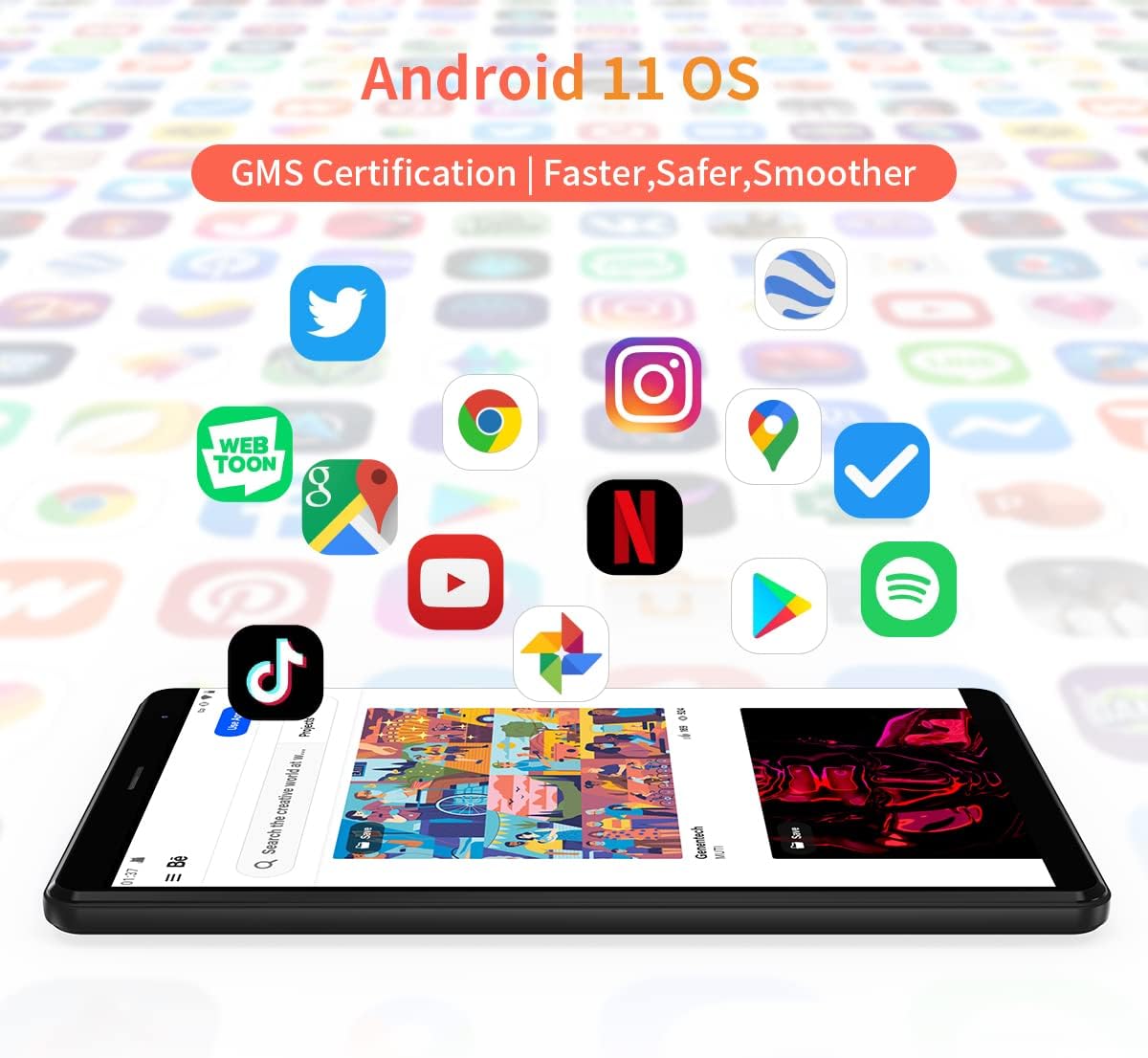 Headwolf Fpad1 Tablet, 8 inch Android 11 Tablets,Quad-Core Processor,3GB RAM 64GB ROM,512GB Expand,800 * 1280 HD Display, Long Battery Life, Dual Camera, 2.4G+5G WiFi, BT 5.0