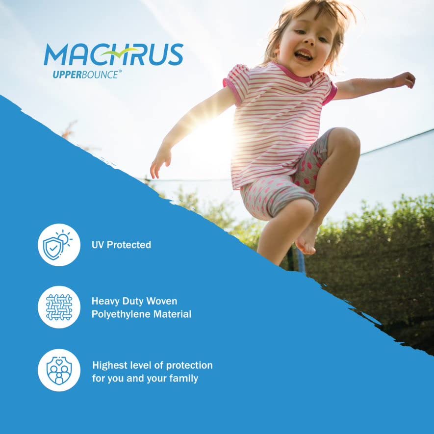Machrus Upper Bounce Trampoline Safety Enclosure Set for 7.5 FT 10FT 12FT 13FT 14FT 15FT Frames - includes Net, Poles & Hardware - Installs Outside Frame