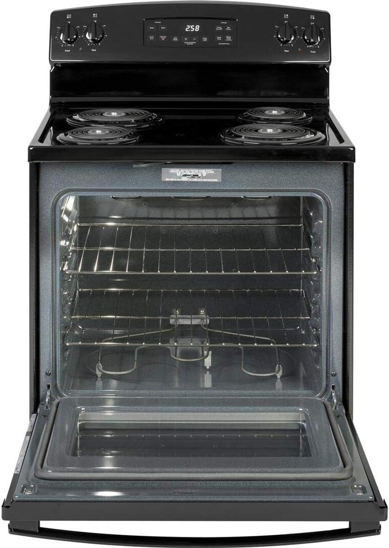 GE JB258DMBB 30" Freestanding Electric Range with 4 Coil Elements 5.3 cu. ft. Oven Capacity Self-Cleaning Oven Storage Drawer in Black