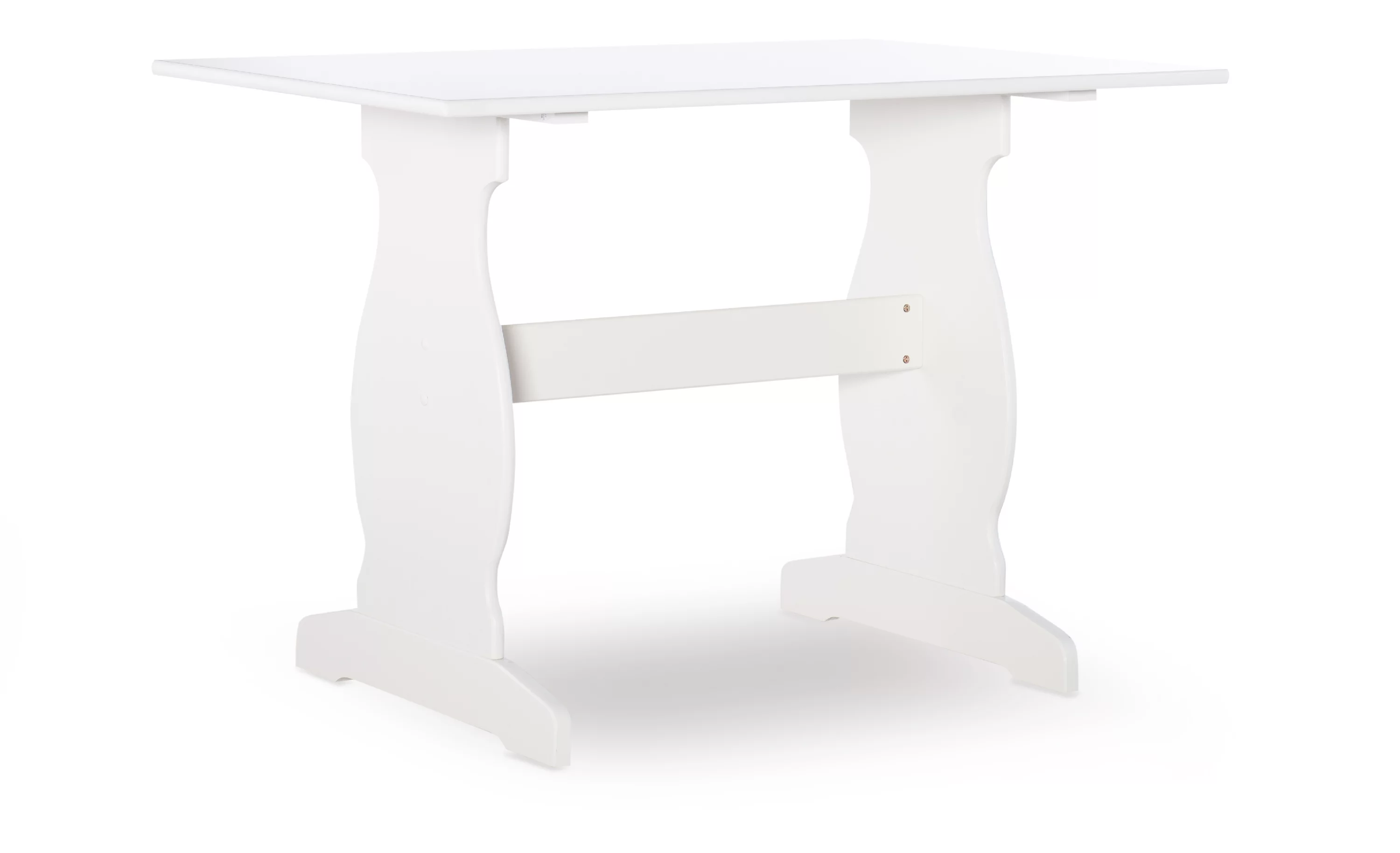 Linon Sasha Casual Dining Breakfast Nook with Corner Unit, Table, and Bench, 29.4" Table Height, Seats 5, White Finish with Coffee Patterned Fabric