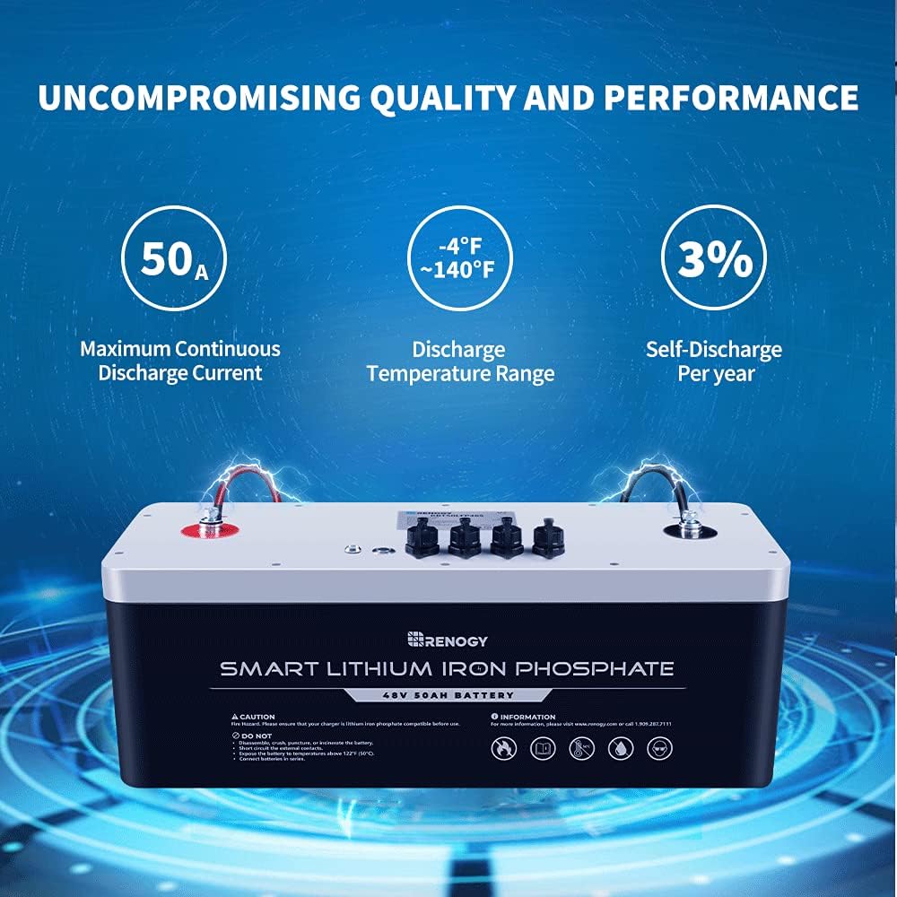 Renogy 12V 100Ah LiFePO4 Deep Cycle Lithium Battery, over 4000 Cycles, Built-in BMS, Backup Power for RV, Marine, Off-Grid System, Maintenance-Free