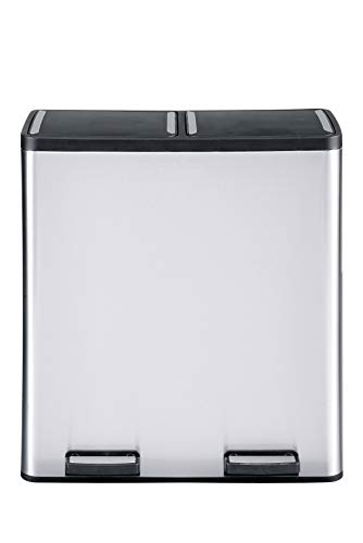 The Step N' Sort 18.5 Gallon Extra Large Capacity, Soft-Step, Dual Trash and Recycling Bin with Removable Inner Bins, Grey